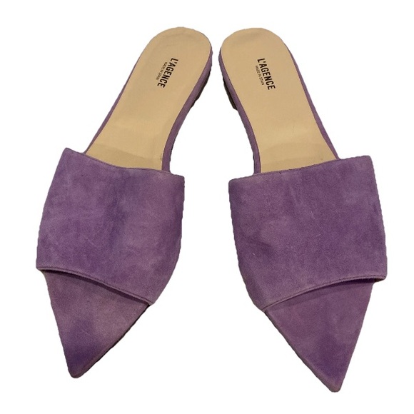 L’Agence Lavender Purple Suede Mule Sandals sz 40/9.5 Spain